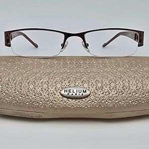Helium Paris 4134 Brown Rhinestone Semi Rimless Eyeglasses Frame w/ Case Italy